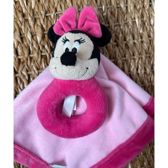 Disney Baby Minnie Mouse Rattle Lovey Plush Security Toy Blanket Pink - Picture 2 of 9